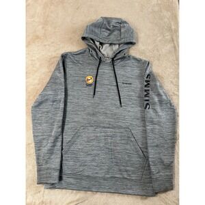 Simms Challenger Fishing Hoodie Men Size M Gray Trouts Fly Fishing Logo Colorado
